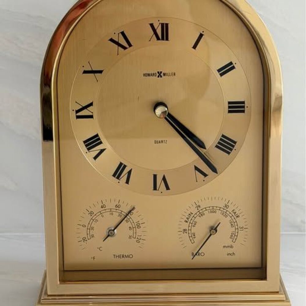 Vintage Howard Miller brass arched clock decor